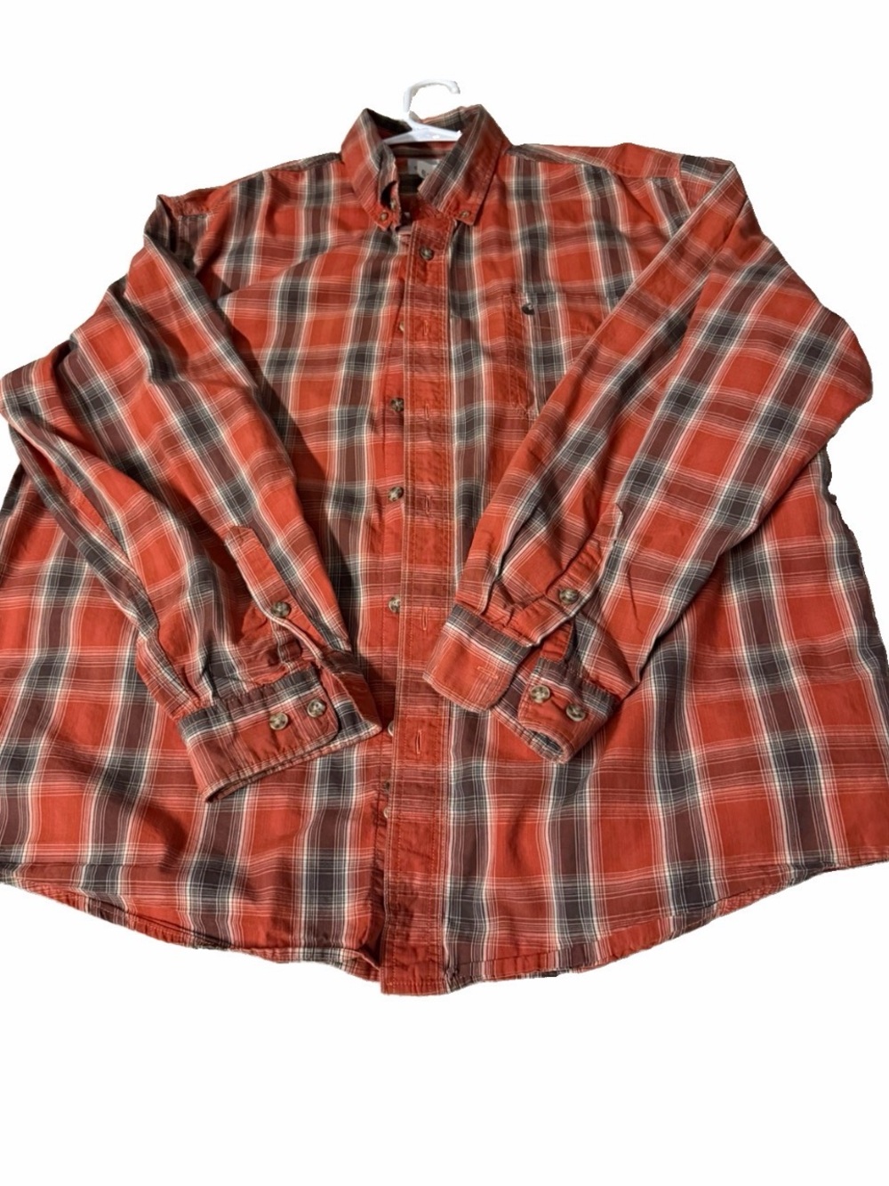 Carhartt Men's orange brown Plaid Button-Down Shirt XL